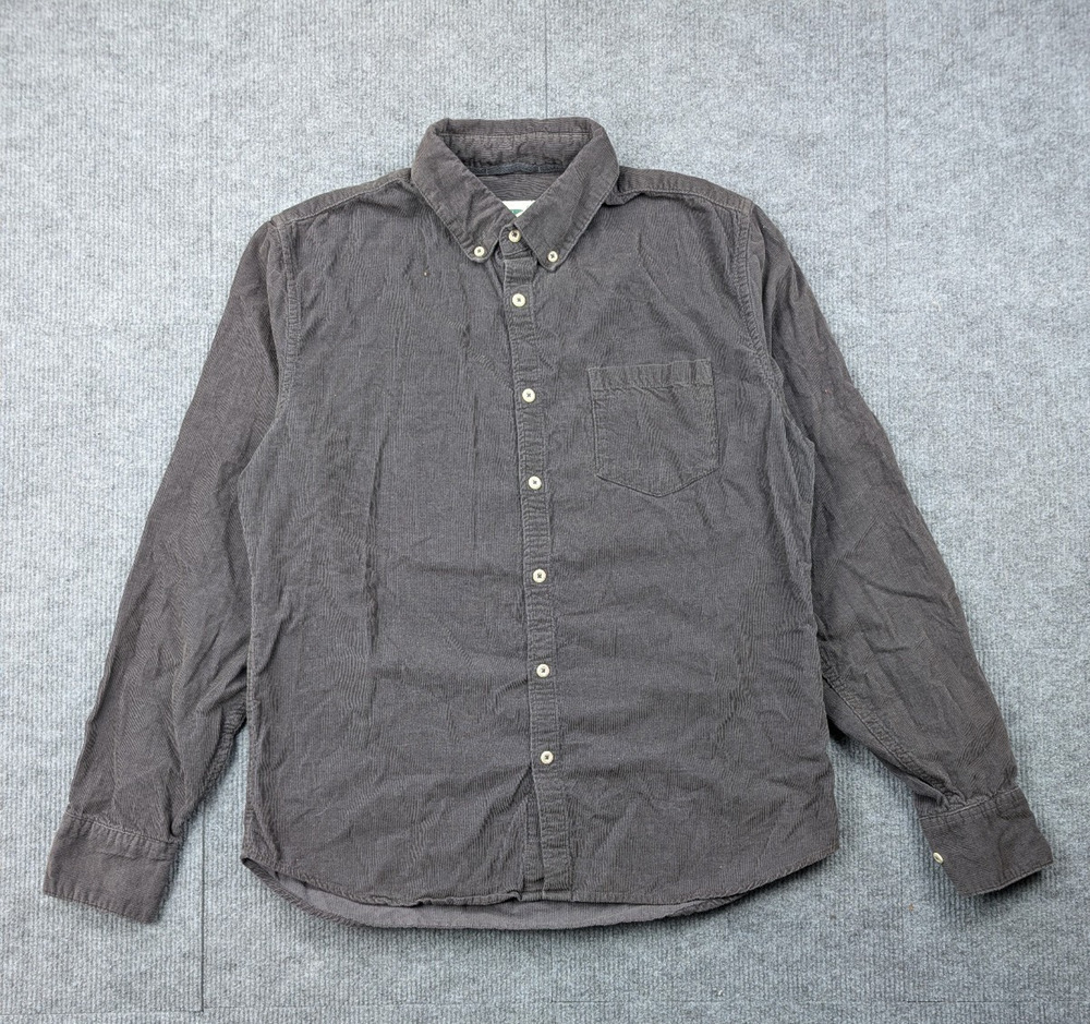 Wellen Button Down Shirt Mens Small Corduroy Organic Cotton Brown Quiet Luxury